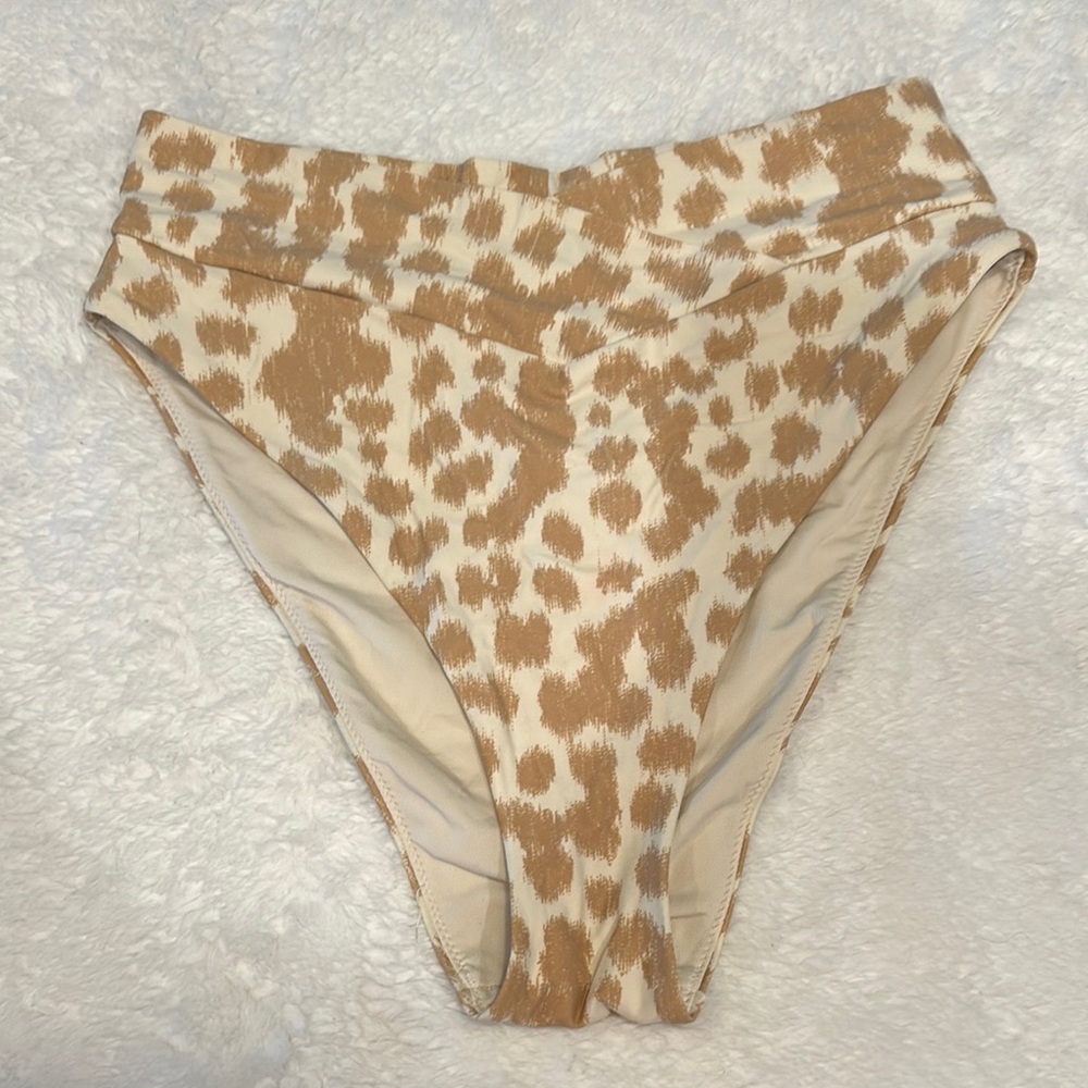 Aerie Tan and Cream Leopard Bikini Bottom